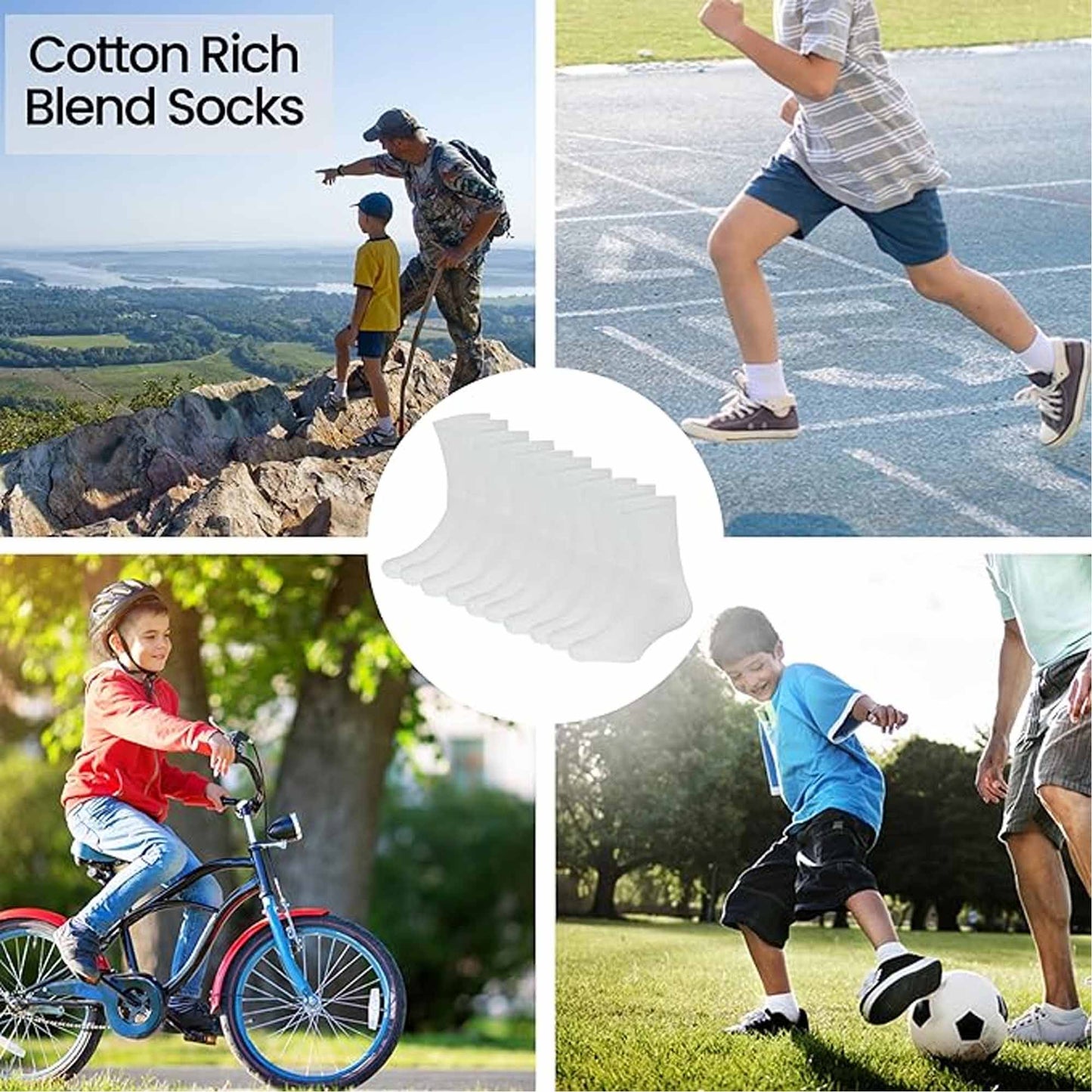 10 Pairs Kids Athletic Sport Socks Cushioned Breathable Durable for Running Hiking Football Boys Girls Anti-Blister Moisture-Wicking by Sock Stack Socks