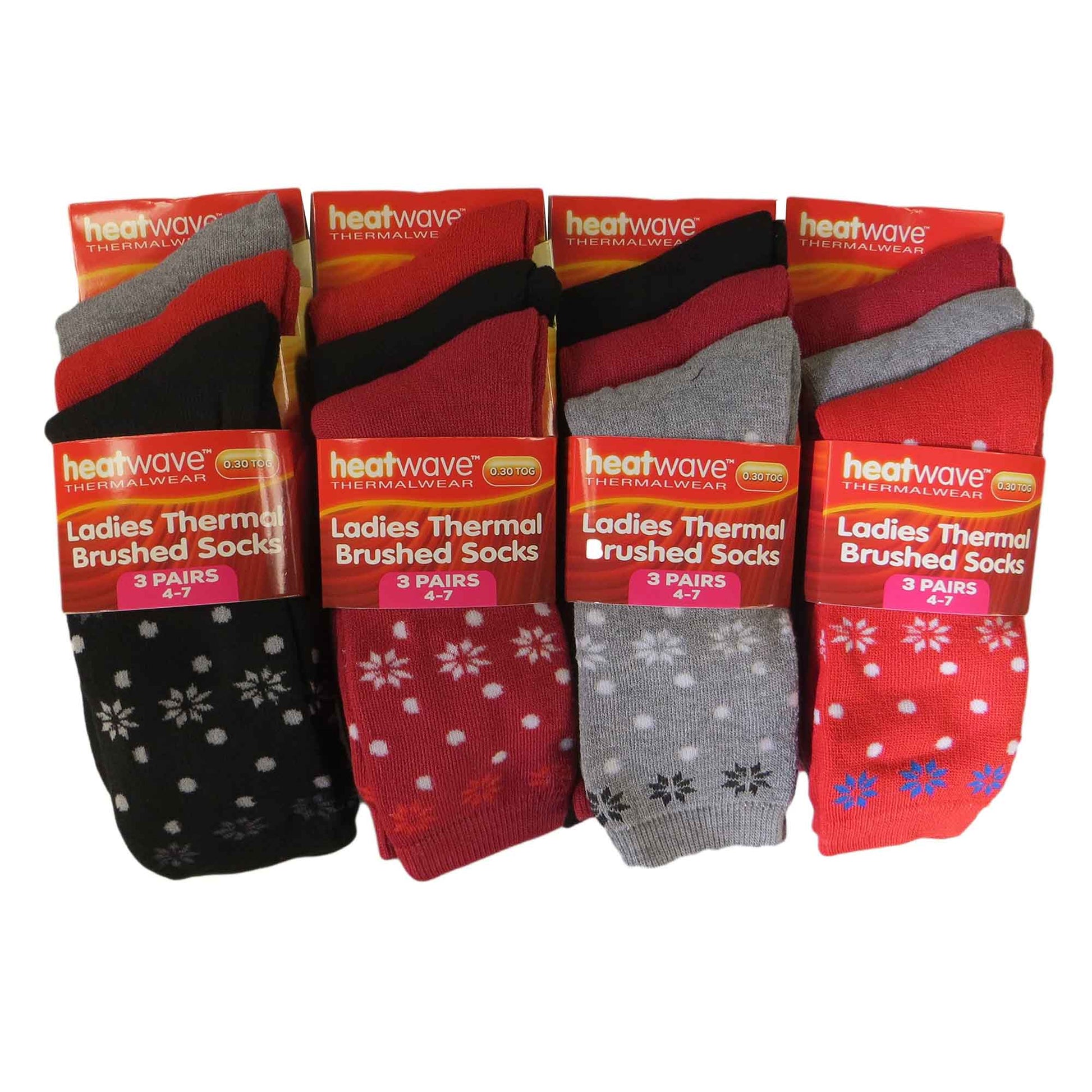 12 Pack Womens Thermal Winter Socks Extra Warm for Cold Weather High Insulation with 2.3 Tog Rating Perfect for Work Boots and Outdoor Activities by Heatwave Thermalwear SNOWFLAKE / 4-7 Socks