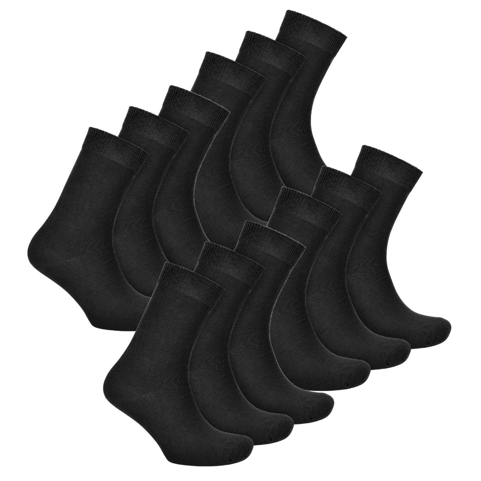 12 Pairs Men's Colourful Heel Toe Black Argyle Diamond Socks Comfort Fit Cotton Rich Durable Work Sock Ultra-Smooth Flat Toe Seam Comfortable School Business Wear UK 6-11 by Sock Stack PLAIN BLACK Socks