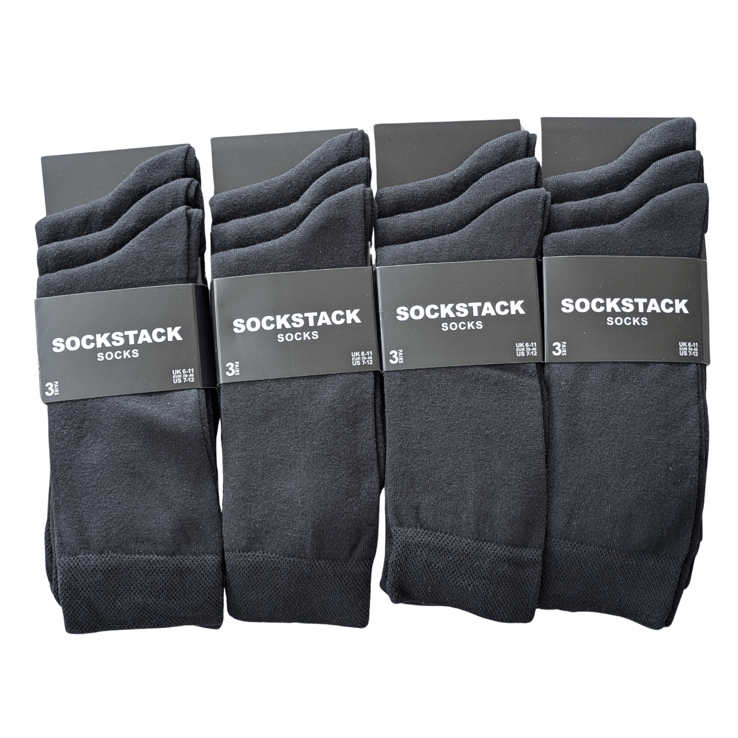 12 Pairs Men's Colourful Heel Toe Black Argyle Diamond Socks Comfort Fit Cotton Rich Durable Work Sock Ultra-Smooth Flat Toe Seam Comfortable School Business Wear UK 6-11 by Sock Stack Socks