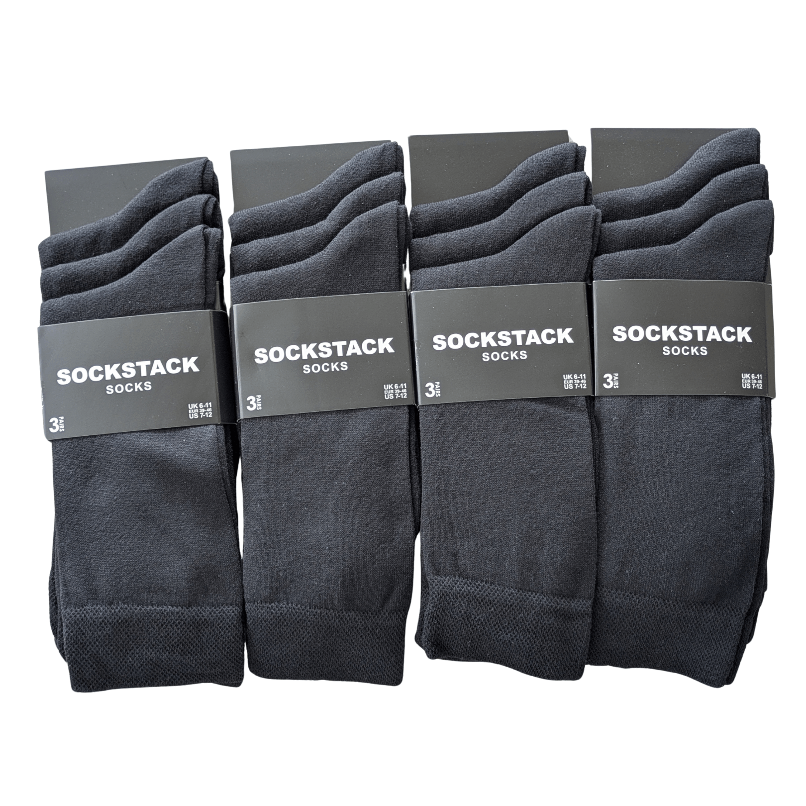 12 Pairs Men's Colourful Heel Toe Black Argyle Diamond Socks Comfort Fit Cotton Rich Durable Work Sock Ultra-Smooth Flat Toe Seam Comfortable School Business Wear UK 6-11 by Sock Stack Socks