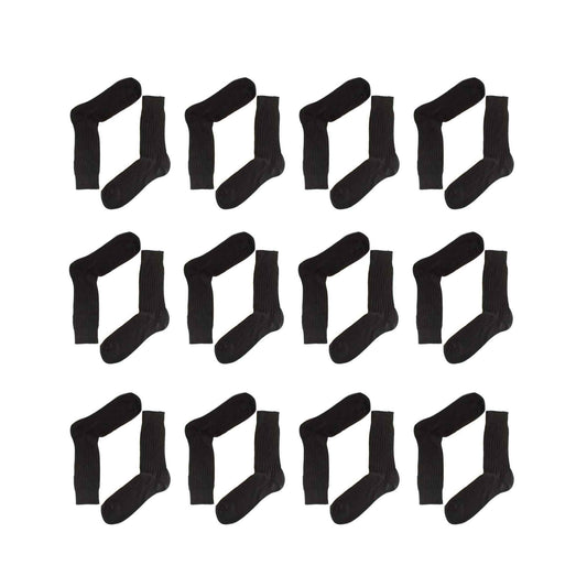 12 Pairs Men's Seamless Toe 100% Cotton Dress Socks Ribbed Moisture-Wicking Antibacterial Breathable Assorted Colours for Formal and Casual Wear by Sock Stack BLACK / 6-11 Socks