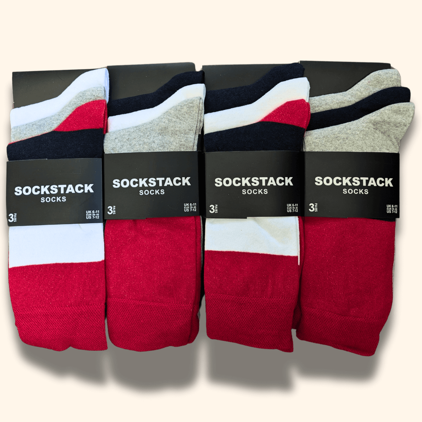 12 Pairs Men's Soft Cotton Colourful Heel Toe Black Argyle Diamond Easycare Comfortable Shoe Socks Flat Toe Seam Durable Work School Business Wear UK 6-11 by Sock Stack Socks