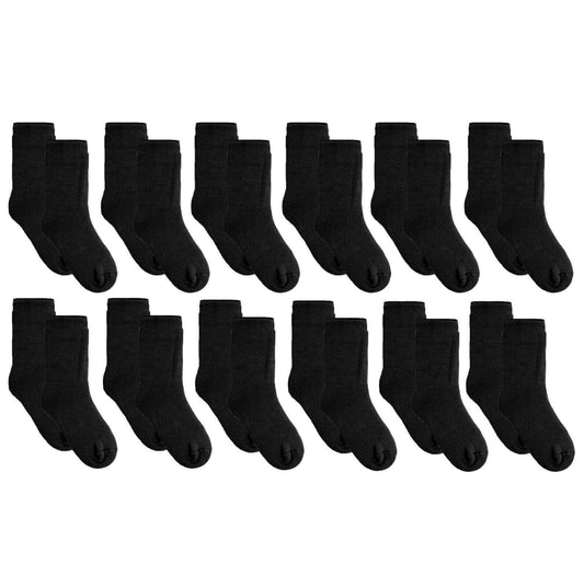 12 Pairs Men's Thermal Work Boot Socks Thick Warm Cushioned Reinforced Durable for Construction and Hiking Cold Weather by Sock Stack BLACK / 6-11 Socks