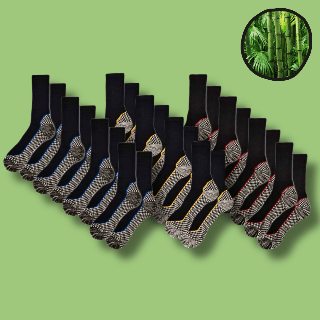 12 Pairs Mens Heavy Duty Bamboo Work Socks Moisture Wicking Cushioned Reinforced Heel Toe for Construction and Outdoor Work UK Sizes 6-11 Sock Stack Socks