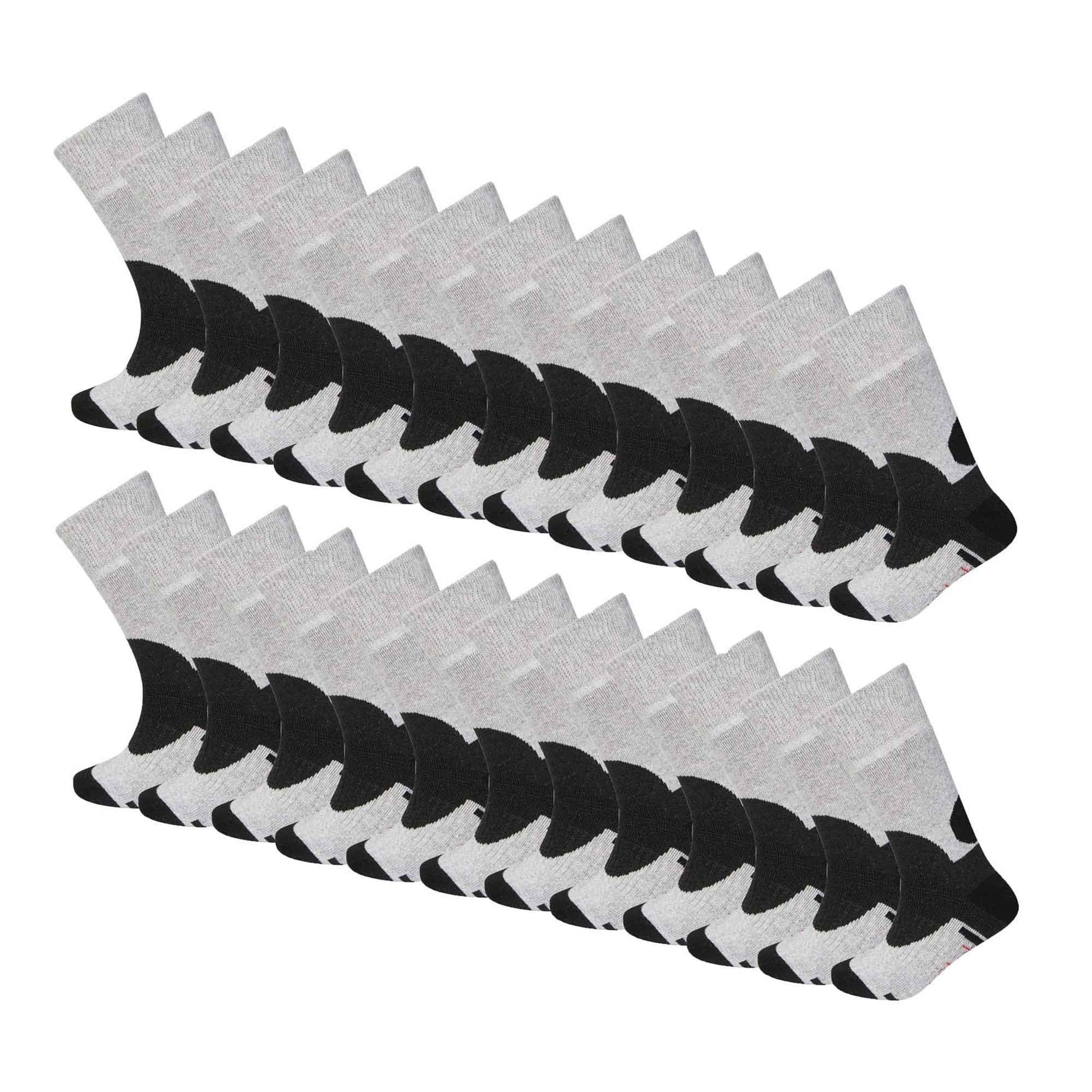 12 Pairs Mens Wool Hiking Work Boot Socks with Padded Sole Reinforced Heel and Toe for Ultimate Comfort and Durability Black and Grey UK 6-11 EU 39-45 Sock Stack ASSORTED / 6-11 Socks