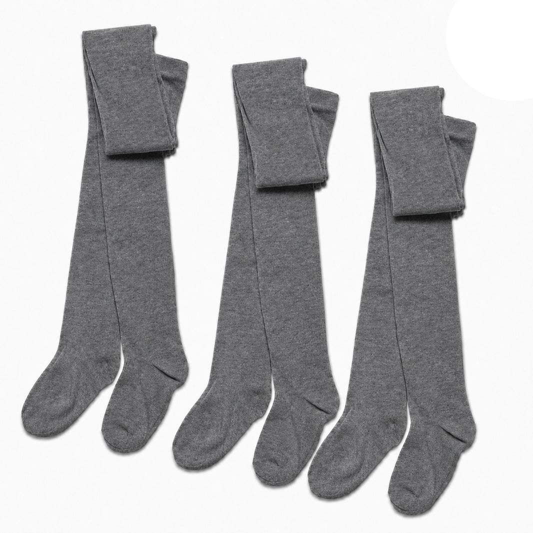 Sock Stack girls cotton Lycra tights in a multipack with reinforced heel and toe, ideal for back-to-school school uniforms.