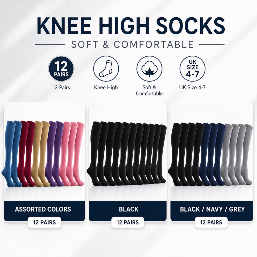 Sock Stack 女士保暖膝高靴袜 12双装 加厚保暖加垫长款冬季袜子 均码