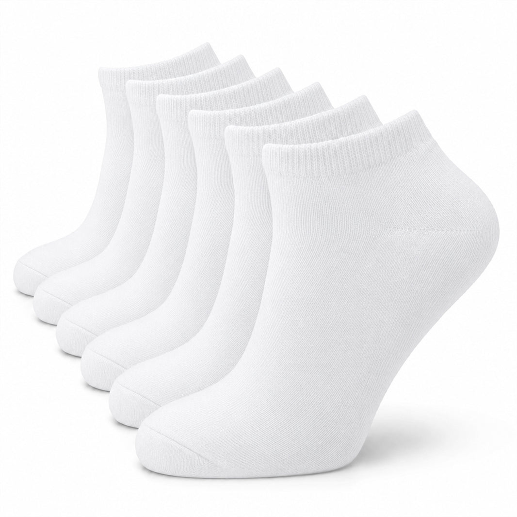 Sock Stack herresneakersokker 6 par lette bomullsblandede ankelsokker med buenstøtte