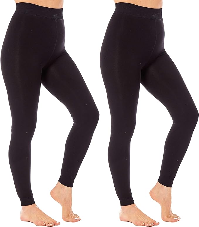 Heatwave® Pack Of 2 Ladies Ultra Thermal Brushed Black Leggings For Women.  Buy Now For £11.00.