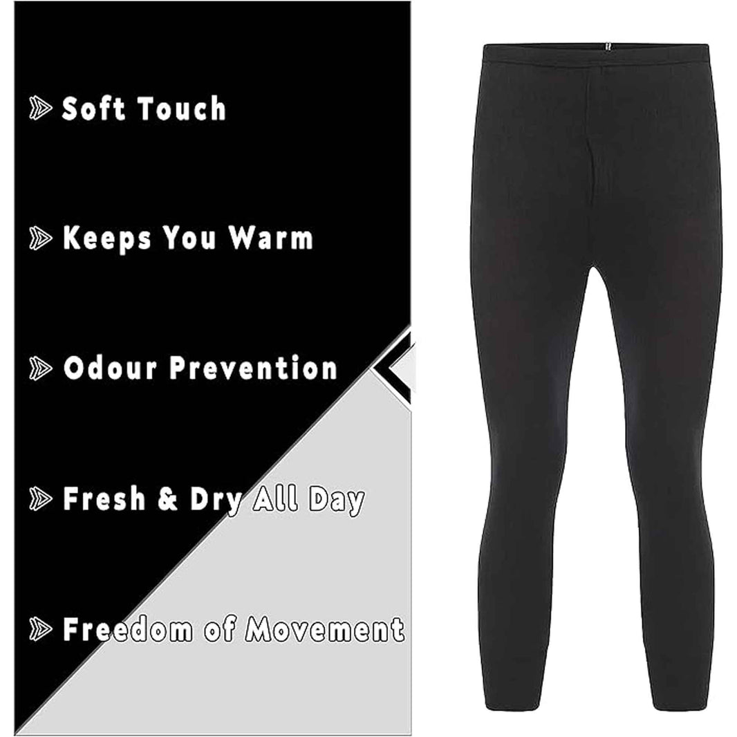 2 Pack Boys Thermal Trousers Long Johns Black Baselayer for Schoolwear Camping Skiing High-Quality Moisture-Wicking Comfortable Fit Elastic Waistband Durable Winter Wear Ages 3-15 by Heatwave Thermalwear Thermal Underwear