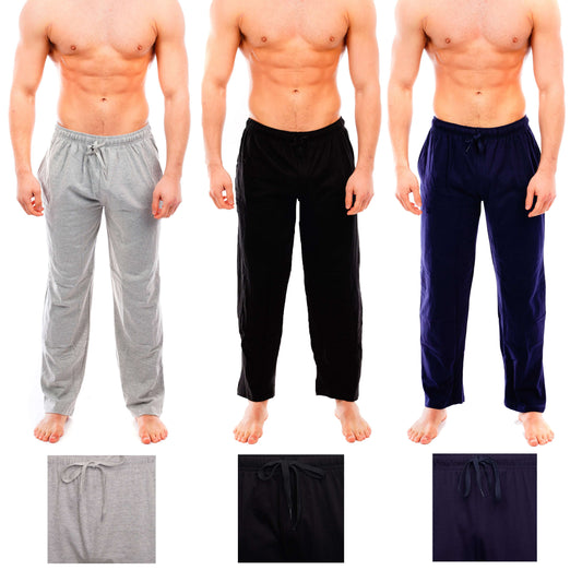 2 Pack Men's Cotton Lounge Bottoms Stretchable PJ Pants Available in Black Navy Grey Durable and Cozy Loungewear Medium to 5X-Large by Sock Stack Lounge Pant