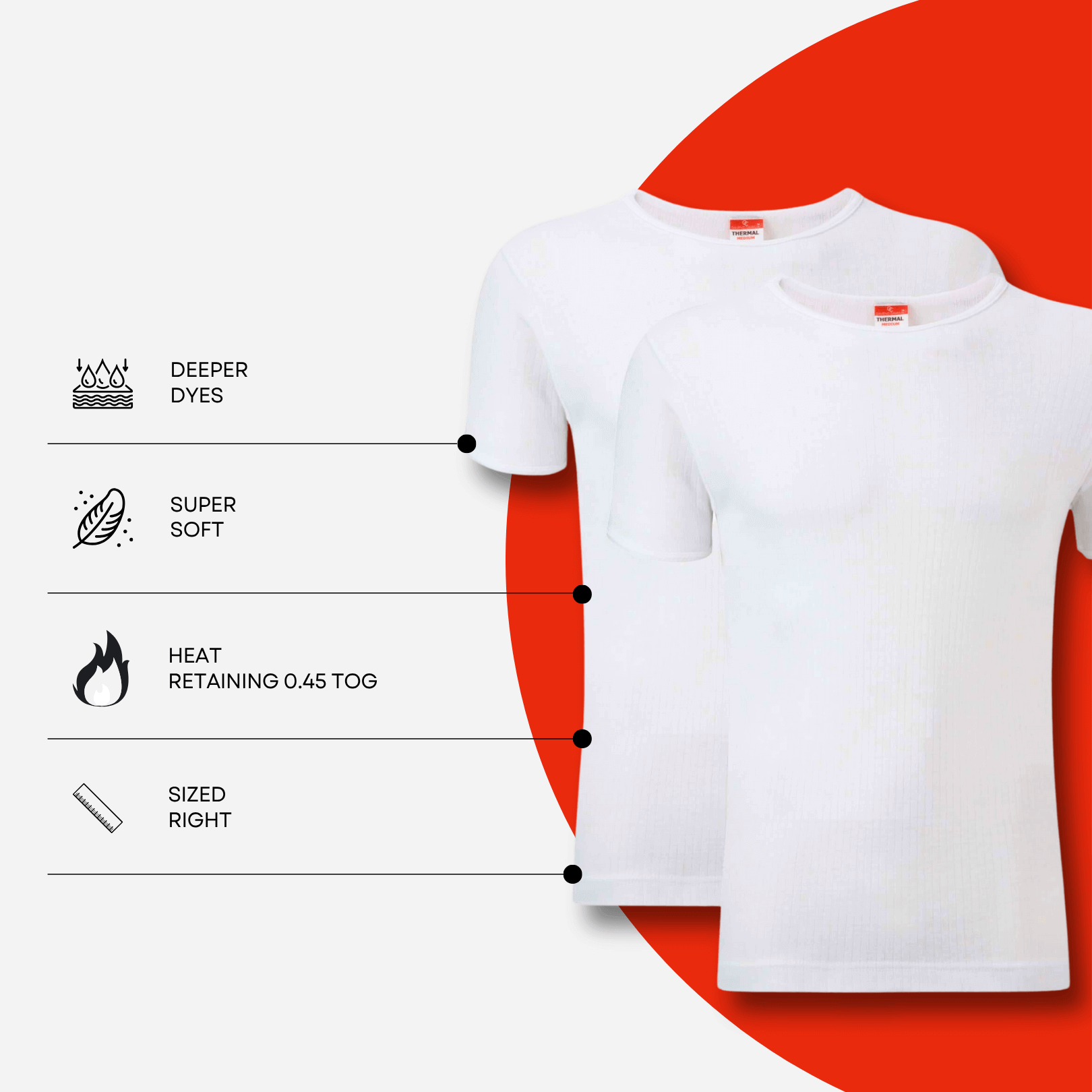 2 Pack Men's Thermal Underwear T Shirt Tops Warm Durable Baselayer Insulated Brushed Yarn for Running Hiking Outdoor Sports Workwear Small to XXL White Black Grey Navy by Heatwave Thermalwear Thermal Underwear