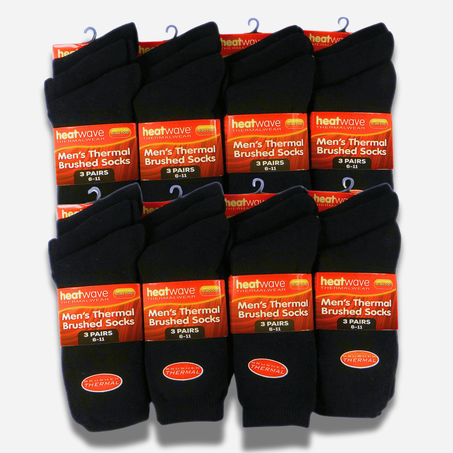 24 Pairs Mens Black Thermal Socks Warm Work Boot Socks Superior Insulation Cold Weather Double Brushed Advanced Knitting Technology Extra Warmth by Heatwave Thermalwear BLACK Socks