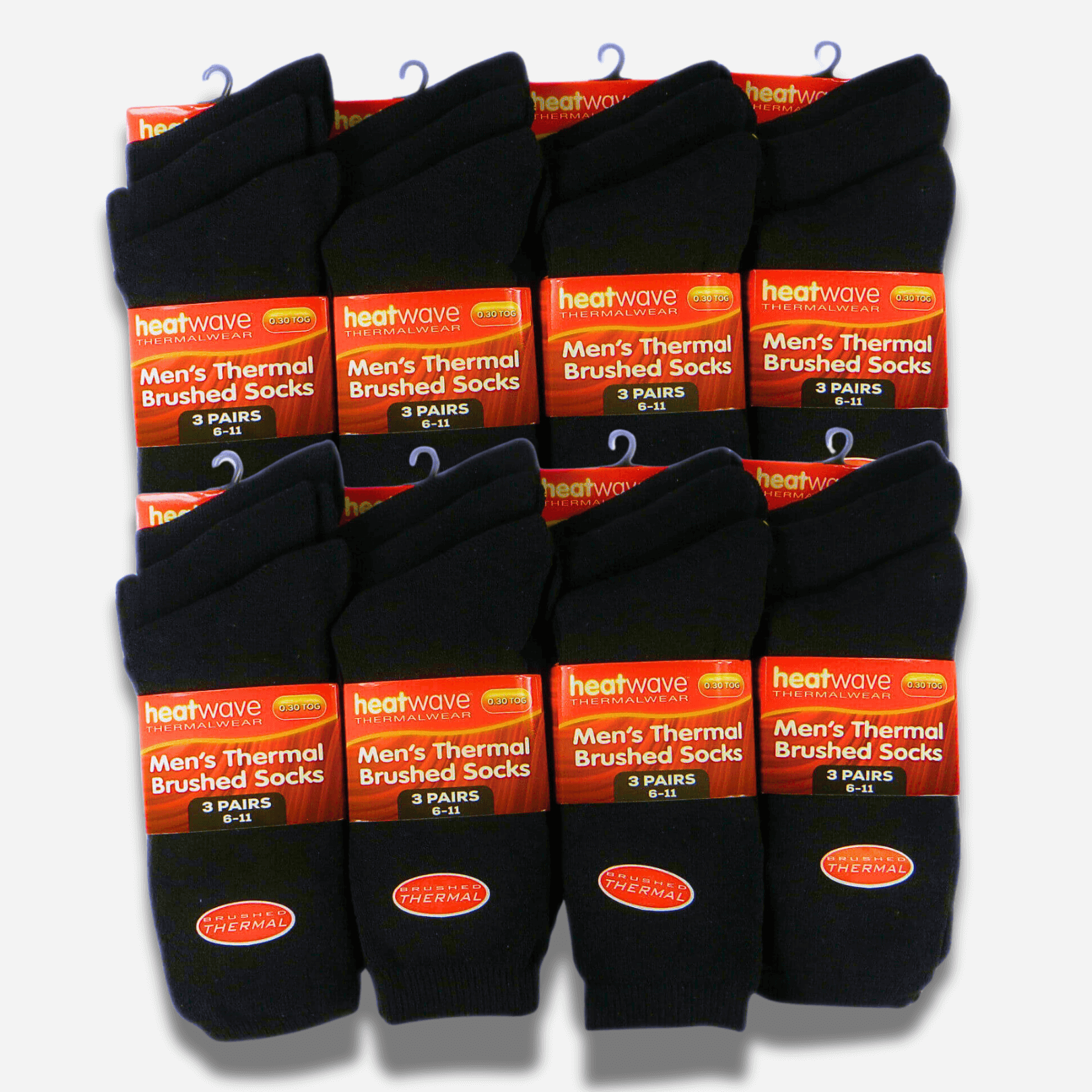 24 Pairs Mens Black Thermal Socks Warm Work Boot Socks Superior Insulation Cold Weather Double Brushed Advanced Knitting Technology Extra Warmth by Heatwave Thermalwear BLACK Socks