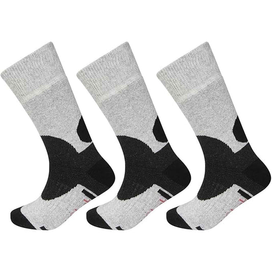 3 Pack Men's Wool Hiking Socks Reinforced Heel Toe Cushioned Arch Support Thermal Boot Socks Sizes UK 6-11 EU 39-45 Grey Black by Sock Stack 6-11 Socks