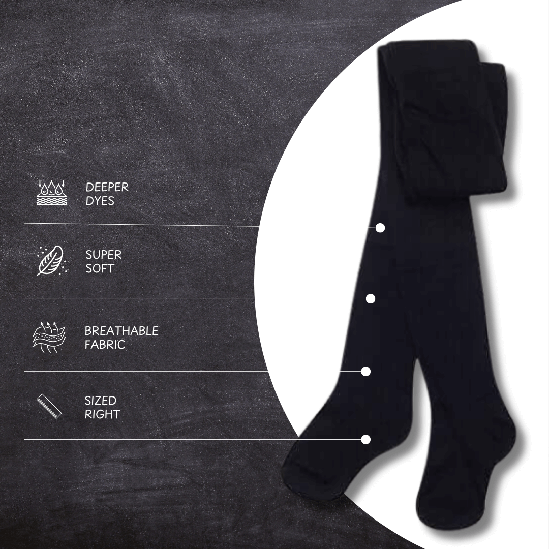 3 Pairs Girls Cotton Lycra Back To School Tights Cotton Rich Long Socks Stylish Comfortable Durable For Uniforms Everyday Wear Ages 3-12 Years by Sock Stack Socks