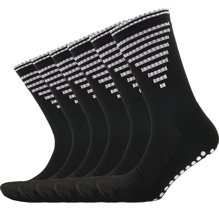 3 Pairs Kids Football Grip Socks Black Anti-Slip Sports Socks for Gym Yoga Running Trekking & Hiking by Sock Stack 12-3 / BLACK Socks