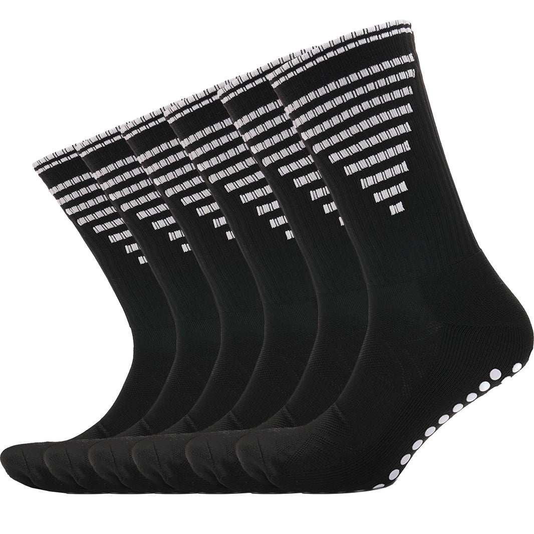 3 Pairs Kids Football Grip Socks Black Anti-Slip Sports Socks for Gym Yoga Running Trekking & Hiking by Sock Stack 12-3 / BLACK Socks