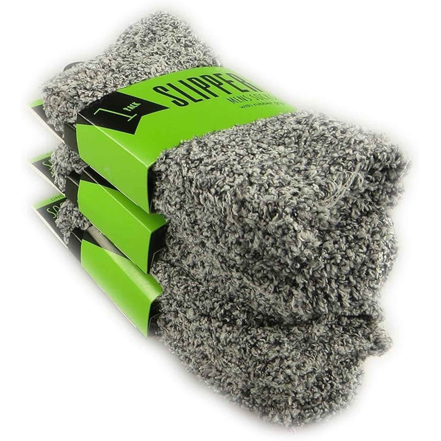 3 Pairs Mens Non-Skid Winter Slipper Socks Ultra-Soft Thick Fleece Lined Cozy Warm Gripper Socks for Cold Weather Sizes 6-11 Grey by Sock Stack 6-11 Socks