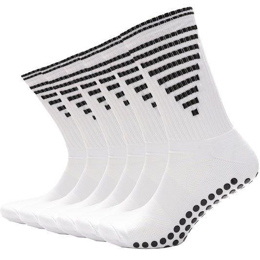 3 Pairs White Anti Slip Football Grip Socks for Men Sports Socks for Gym Running Yoga Trekking Hiking by  Sock Stack 6-8 / WHITE Socks