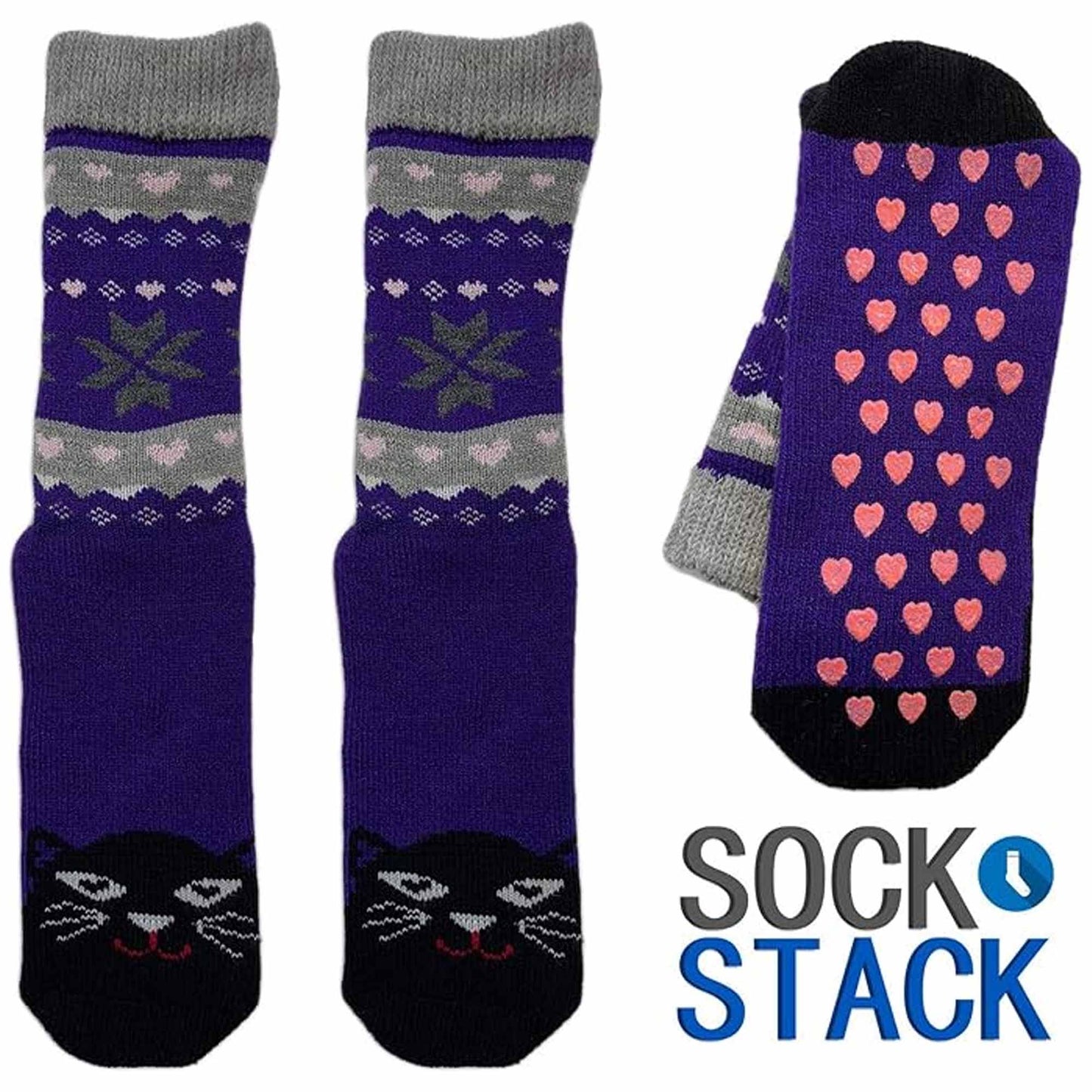 3 Pairs Women's Thermal Slipper Socks Adorable Animal Designs Polar Bears Kittens Perfect for Winter Lounging Gift Giving UK 4-7 EU 37-40 by Sock Stack UK | 4-7 / ANIMAL DESIGN Socks