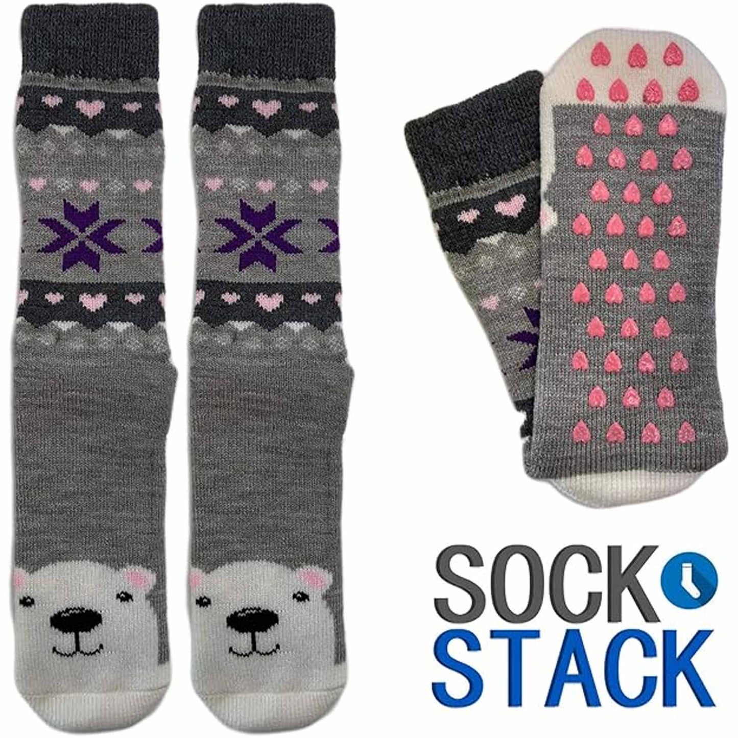 3 Pairs Women's Thermal Slipper Socks Adorable Animal Designs Polar Bears Kittens Perfect for Winter Lounging Gift Giving UK 4-7 EU 37-40 by Sock Stack UK | 4-7 / ANIMAL DESIGN Socks