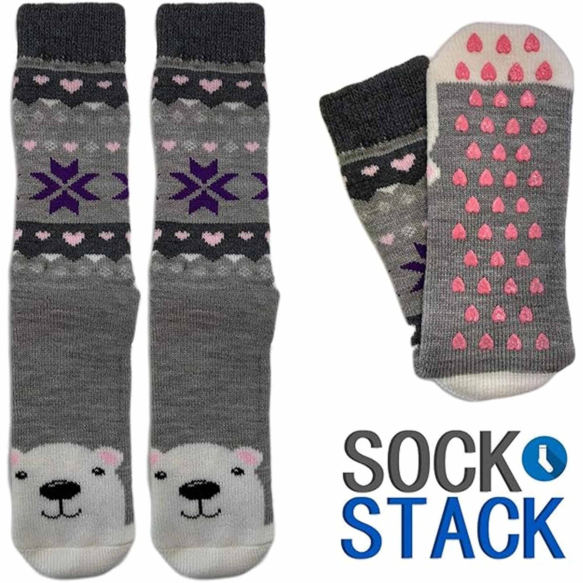 3 Pairs Women's Thermal Slipper Socks Adorable Animal Designs Polar Bears Kittens Perfect for Winter Lounging Gift Giving UK 4-7 EU 37-40 by Sock Stack UK | 4-7 / ANIMAL DESIGN Socks
