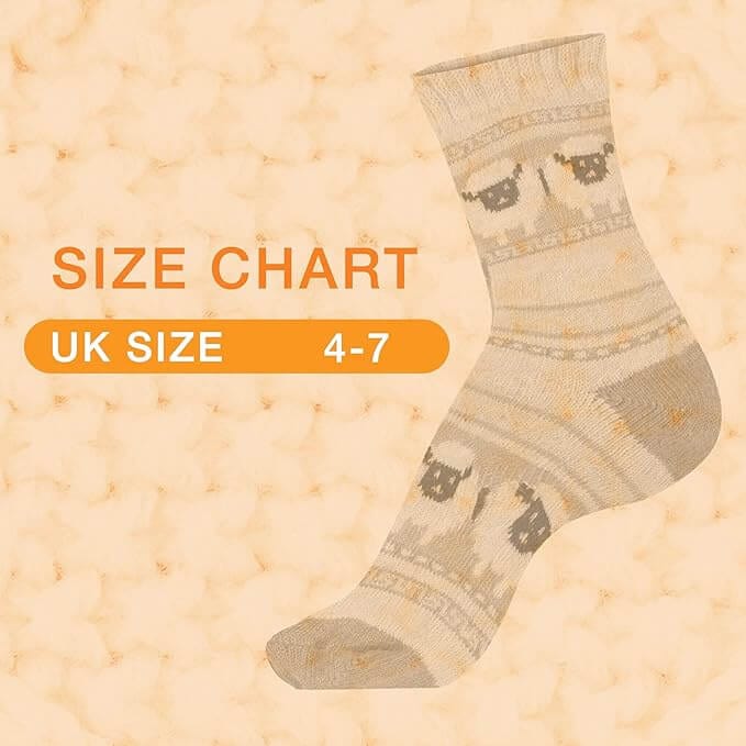 3 Pairs Womens Natural Thermal Alpaca Wool Socks Ultra Soft Warm Winter Boot Socks Non Slip Grippers Cute Nordic Designs Sizes UK 4-7 Daisy Dreamer Socks