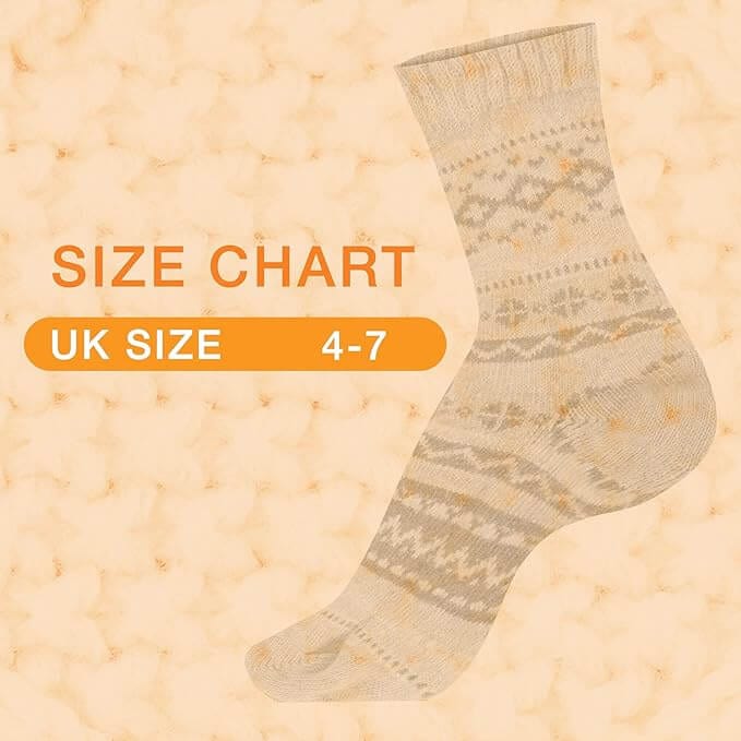 3 Pairs Womens Natural Thermal Alpaca Wool Socks Ultra Soft Warm Winter Boot Socks Non Slip Grippers Cute Nordic Designs Sizes UK 4-7 Daisy Dreamer Socks