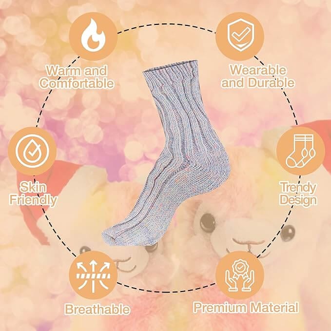 3 Pairs Womens Natural Thermal Alpaca Wool Socks Ultra Soft Warm Winter Boot Socks Non Slip Grippers Cute Nordic Designs Sizes UK 4-7 Daisy Dreamer Socks