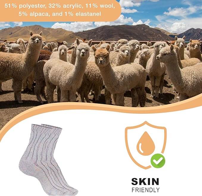 3 Pairs Womens Natural Thermal Alpaca Wool Socks Ultra Soft Warm Winter Boot Socks Non Slip Grippers Cute Nordic Designs Sizes UK 4-7 Daisy Dreamer Socks