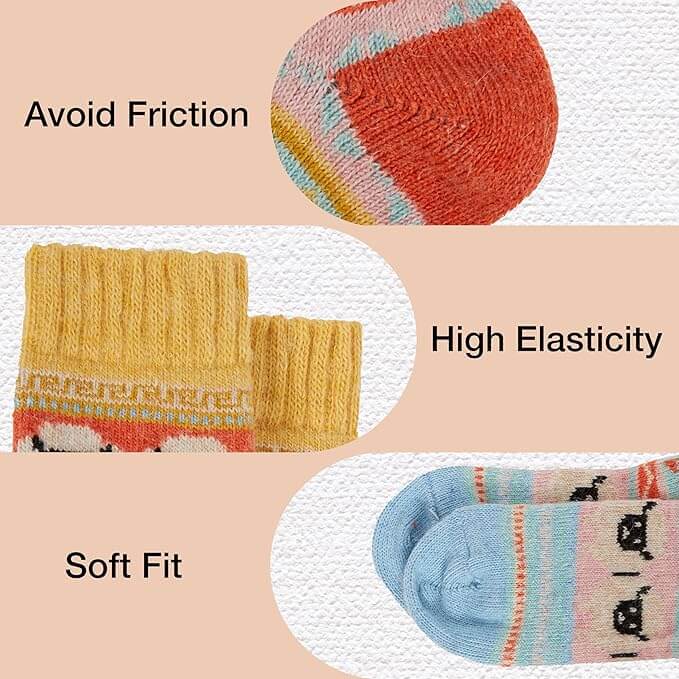 3 Pairs Womens Natural Thermal Alpaca Wool Socks Ultra Soft Warm Winter Boot Socks Non Slip Grippers Cute Nordic Designs Sizes UK 4-7 Daisy Dreamer Socks
