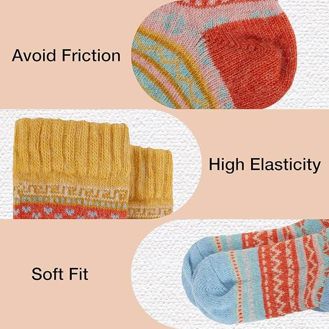 3 Pairs Womens Natural Thermal Alpaca Wool Socks Ultra Soft Warm Winter Boot Socks Non Slip Grippers Cute Nordic Designs Sizes UK 4-7 Daisy Dreamer Socks