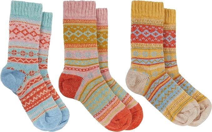 3 Pairs Womens Natural Thermal Alpaca Wool Socks Ultra Soft Warm Winter Boot Socks Non Slip Grippers Cute Nordic Designs Sizes UK 4-7 Daisy Dreamer UK 4-7 / NORDIC Socks
