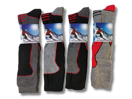 4 Pack Mens Thermal Ski Snowboard Socks Long Winter Insulated Knee High for Hiking Anti Blister Moisture Wicking Cold Weather Gear by Sock Stack ASSORTED / 6-11 Socks