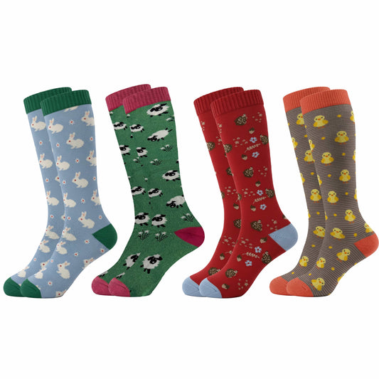 4 Pack Women’s Wellington Farm 1 Socks Long Welly Socks Outdoor Warm Durable & Soft Fit UK Size 4‑8 by Sock Stack FARM 1 Socks