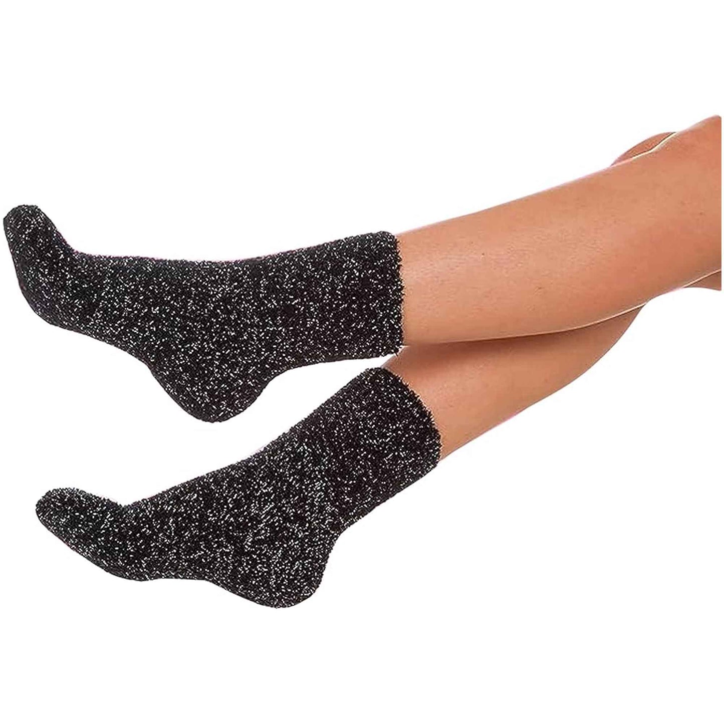 4 Pack Womens Fluffy Cozy Warm Slipper Socks Fuzzy Soft Comfortable Purple Black UK Sizes 4-8 Perfect Winter Gift by Sock Stack BLACK/PURPLE Socks