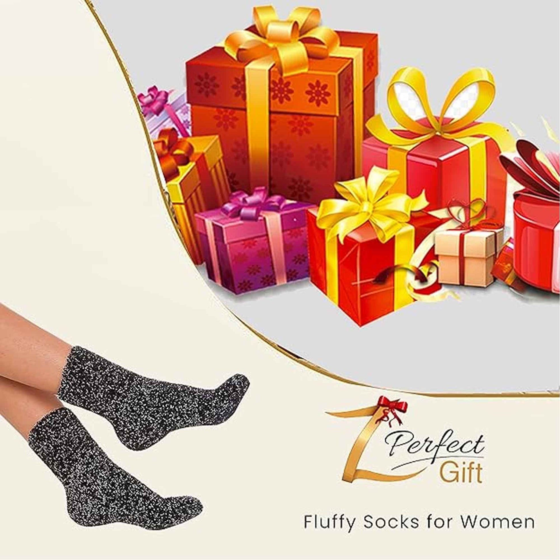 4 Pack Womens Fluffy Cozy Warm Slipper Socks Fuzzy Soft Comfortable Purple Black UK Sizes 4-8 Perfect Winter Gift by Sock Stack BLACK/PURPLE Socks