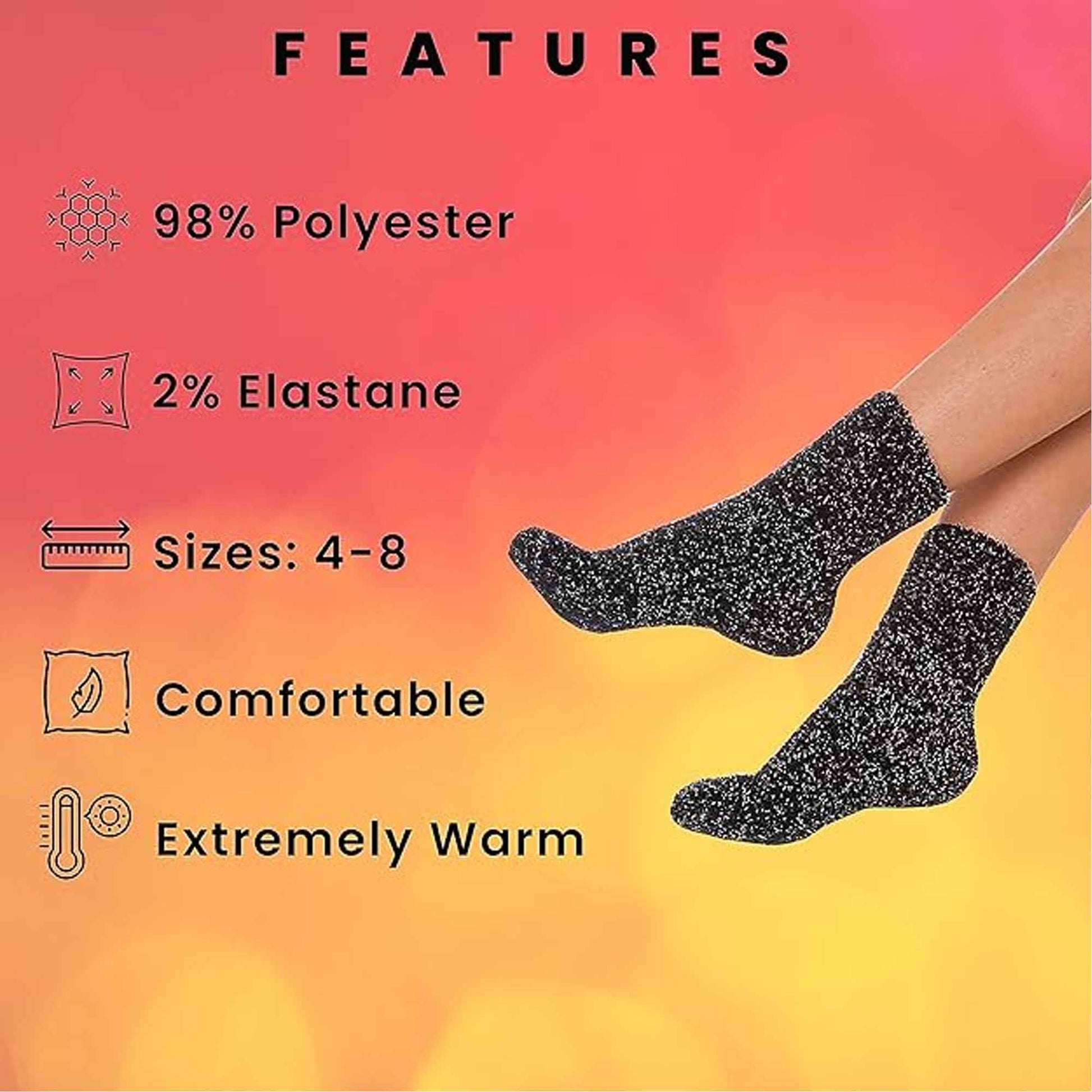 4 Pack Womens Fluffy Cozy Warm Slipper Socks Fuzzy Soft Comfortable Purple Black UK Sizes 4-8 Perfect Winter Gift by Sock Stack BLACK/PURPLE Socks