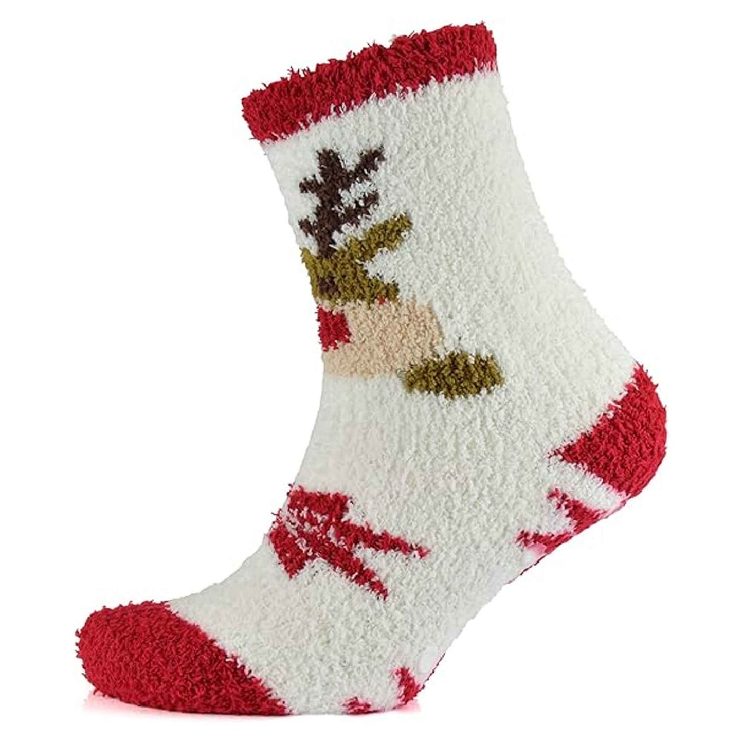 4 Pairs Ladies Christmas Slipper Socks Non-Skid Gripper Soles Winter Stocking Filler Gift Festive Rudolph Penguin Designs Sock Stack Socks