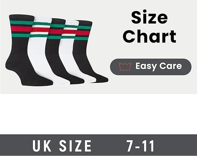 5 Pack Men's Stripes Sport Socks Cotton Durable Blend for Sports Casual & Everyday Designer Wear by Sock Stack UK 7-11 / STRIPES Socks