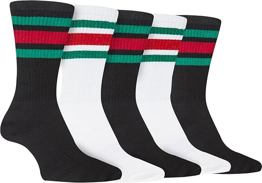 5 Pack Men's Stripes Sport Socks Cotton Durable Blend for Sports Casual & Everyday Designer Wear by Sock Stack UK 7-11 / STRIPES Socks
