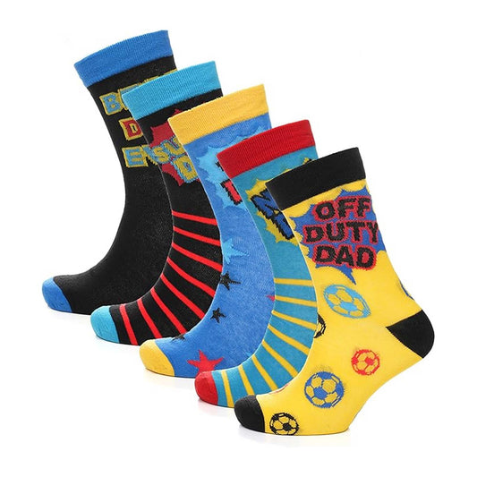 5 Pack Mens Cotton Rich Novelty Dad Socks Colourful Breathable Fun Gift for Fathers Day & Birthdays By Sock Stack UK 6-11 / DESIGN 1 Socks