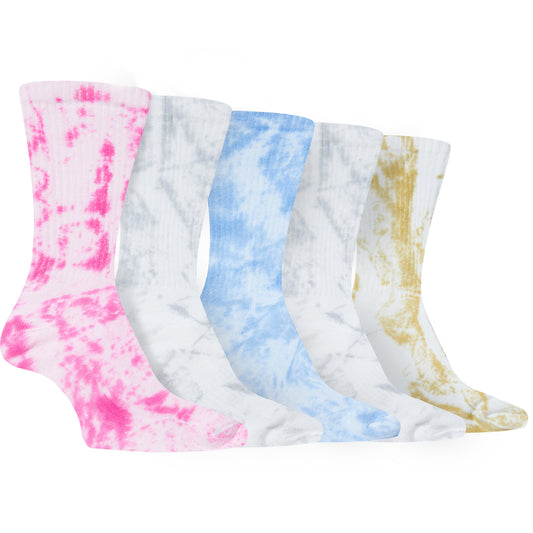 5 Pack Tie Dye Sport Socks Cotton Durable Blend for Casual & Everyday Designer Wear Unisex by Sock Stack UK 4-6 Socks