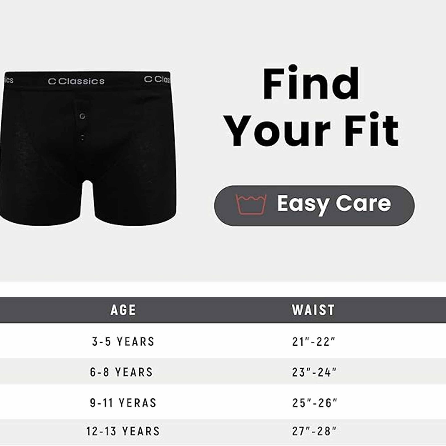 6 Pack Boys Boxer Shorts Cotton Rich Black Moisture-Wicking Button Fly Elasticated Breathable Underwear for Active Kids by Sock Stack Boxer Shorts