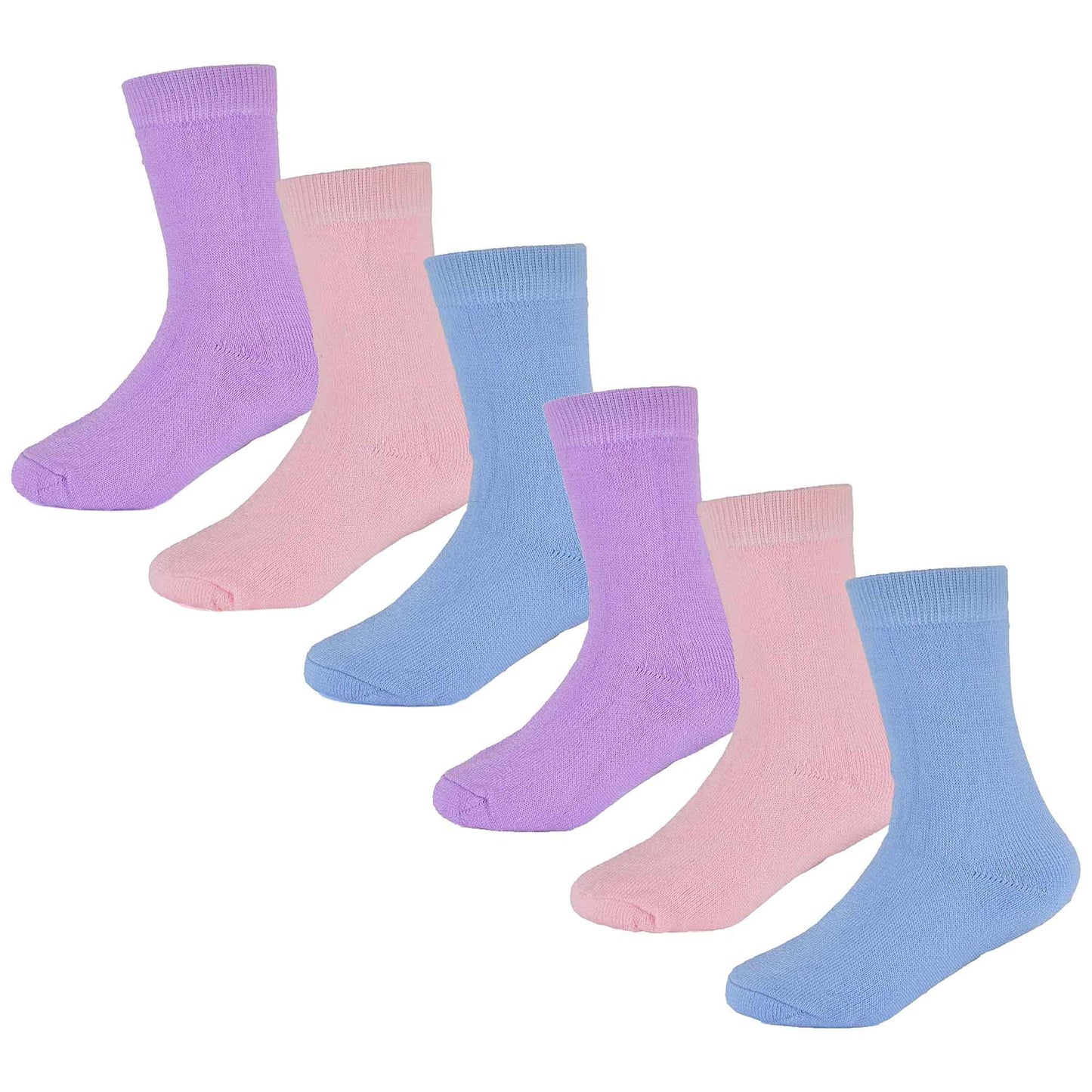 6 Pack Kids Thermal Socks Boys Girls Winter Boot Socks Non-Slip Cushioned Warm Durable Footwear Assorted Colors Sizes 4-13 Years by Heatwave Thermalwear 9-12 / PASTEL Socks