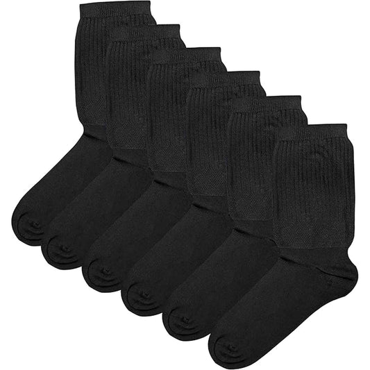 6 Pack Men's Extra Wide Non-Elastic Diabetic Socks Super Soft Breathable Moisture-Wicking Antibacterial Sustainable Cotton Black UK Sizes 6-11 by Sock Stack BLACK / 6-11 Socks