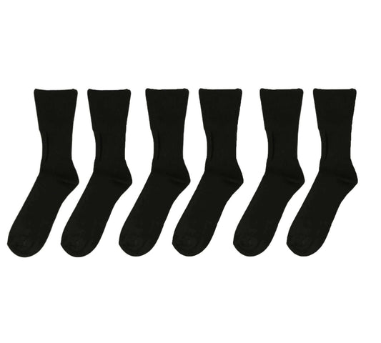 6 Pairs Men's Bamboo Diabetic Comfort Socks Moisture-Wicking Antibacterial Hypoallergenic Extra Wide Sustainable Sock Stack BLACK / 6-11 Socks