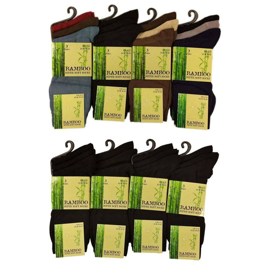 6 Pairs Men's Bamboo Socks Super Soft Anti Bacterial Moisture Wicking Breathable Comfort Reinforced Heel and Toe UK Sizes 6-11 Assorted Colours or Black by Sock Stack ASSORTED / 6-11 Socks